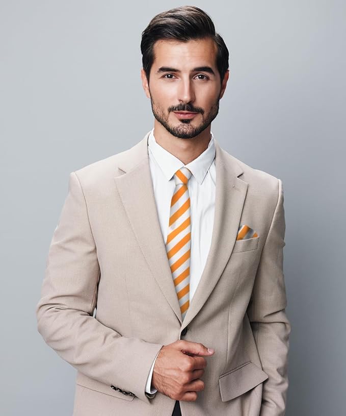 Vittorio Farina Men's Striped Satin Necktie & Pocket Square