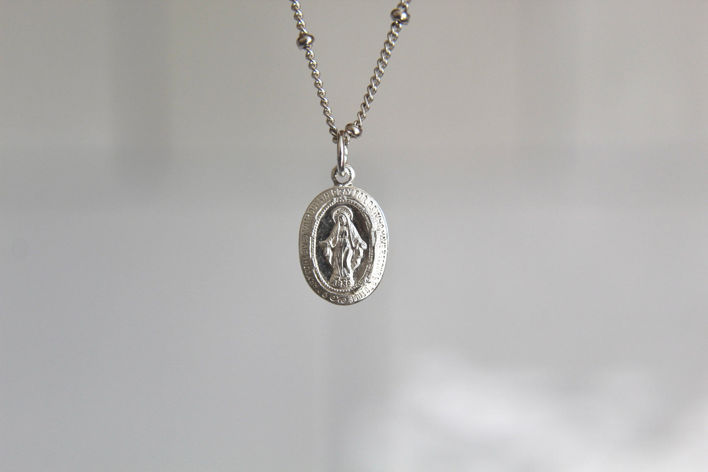 Dainty Miraculous Medal Necklace in Silver