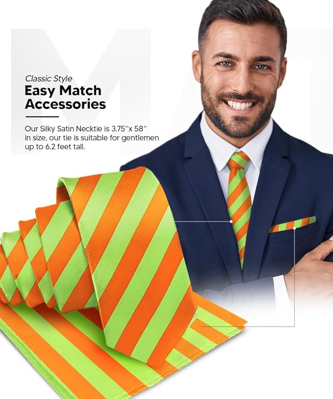 Vittorio Farina Men's Striped Satin Necktie & Pocket Square