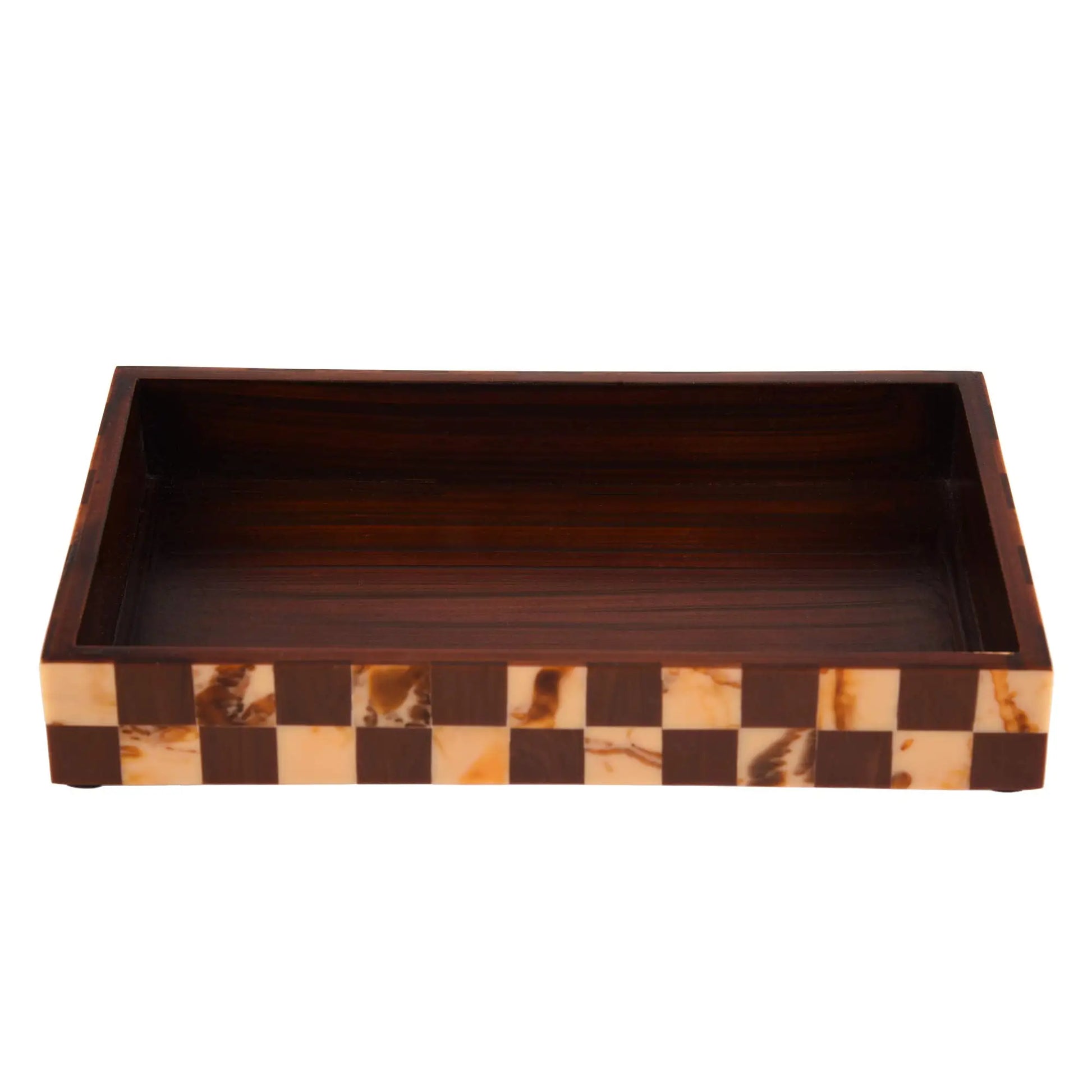 Vanity Trays Parlour Gambit Pattern Wood & Resin Inlay Collection in 10x6 - Concordia Style Boutique