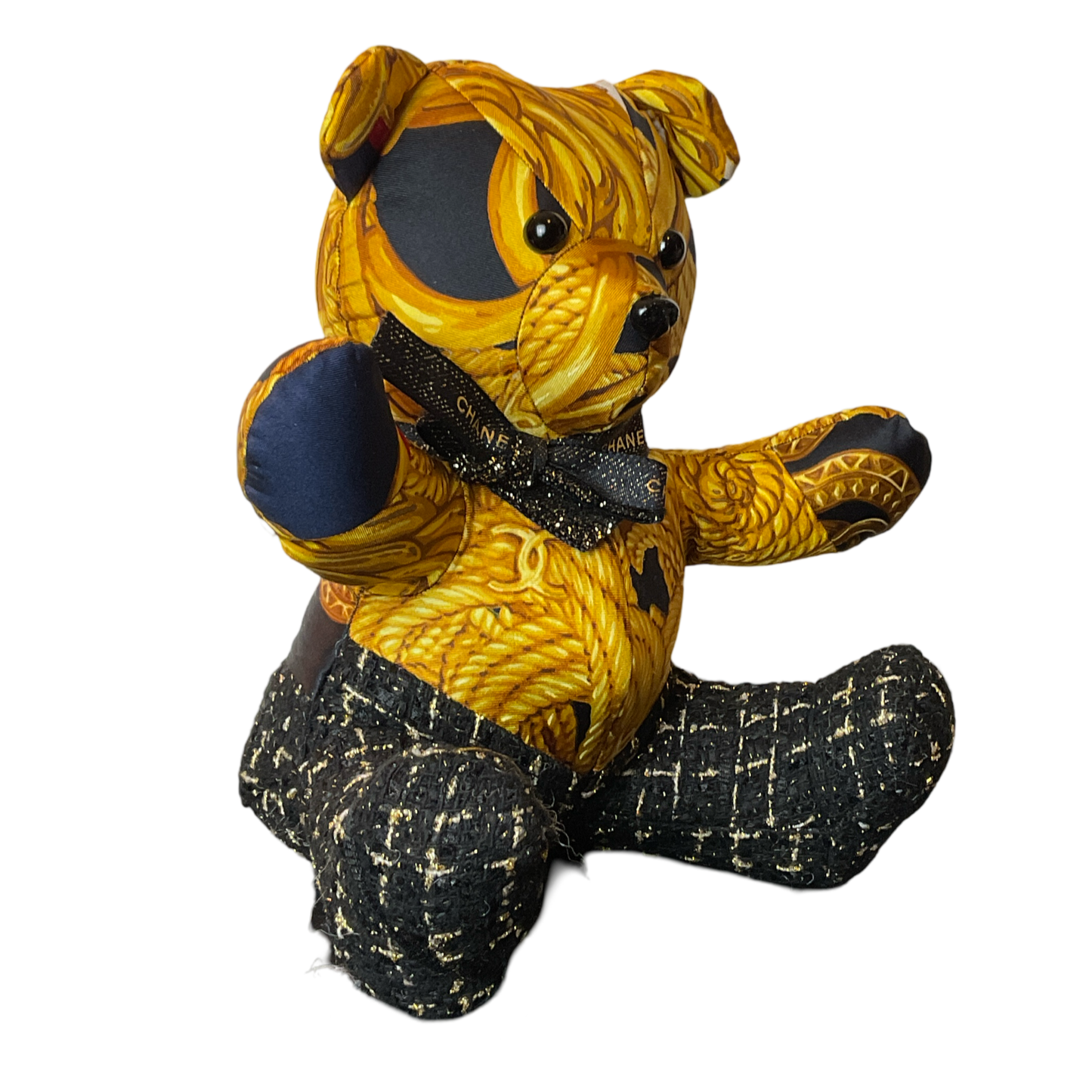 CC Logo Vintage Silk Scarf Patchwork Teddy Bear