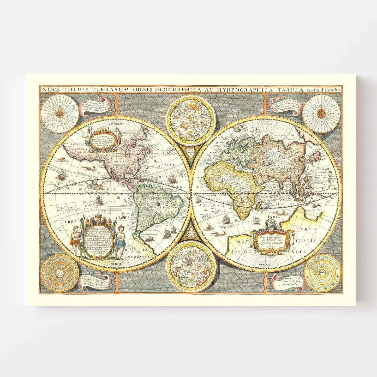 Vintage World Map 1642