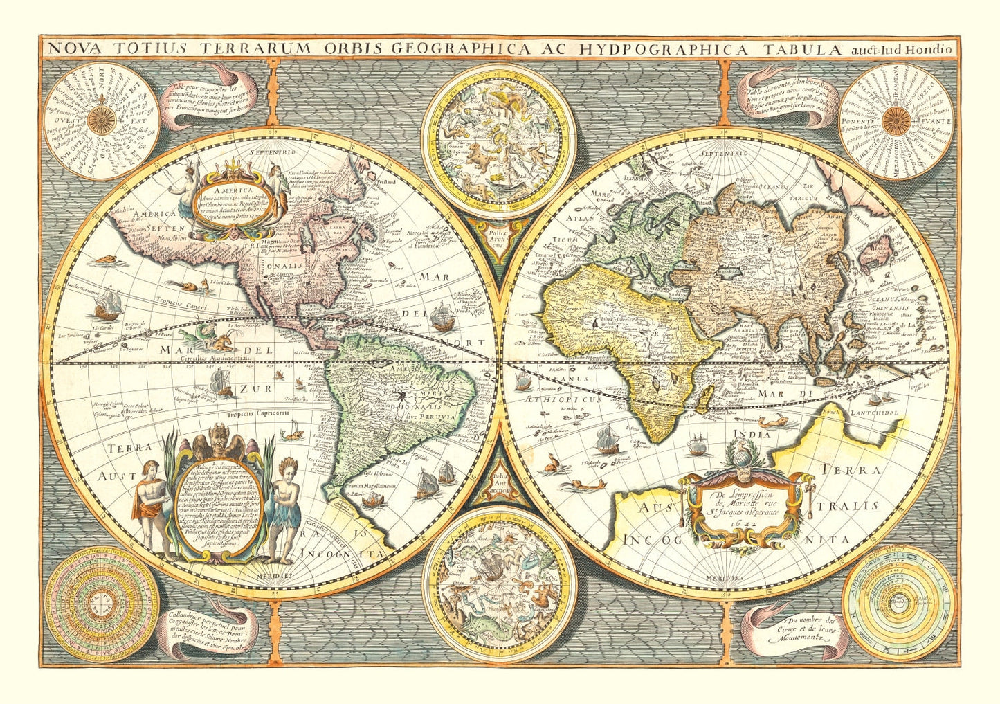 Vintage World Map 1642