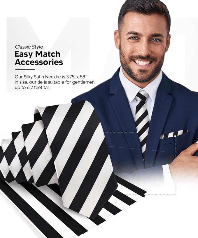 Vittorio Farina Men's Striped Satin Necktie & Pocket Square