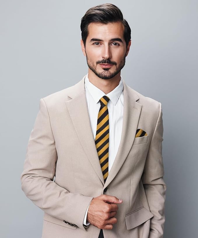 Vittorio Farina Men's Striped Satin Necktie & Pocket Square