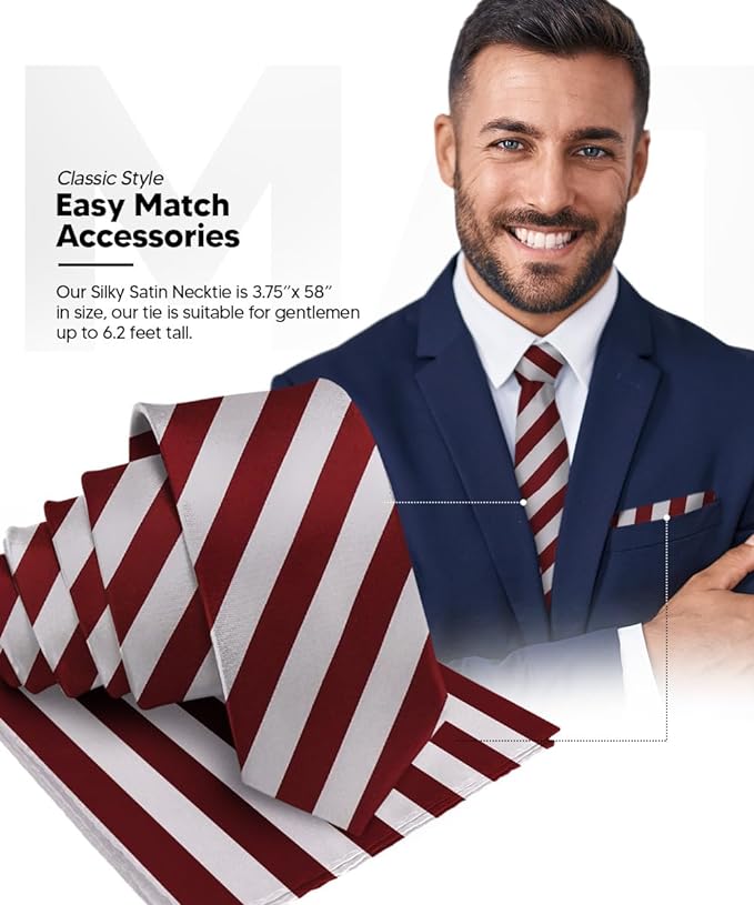 Vittorio Farina Men's Striped Satin Necktie & Pocket Square