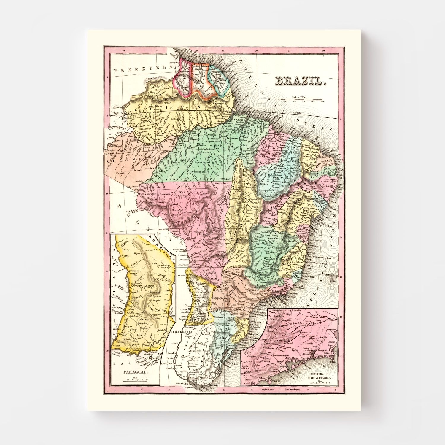 Vintage Map of Brazil 1842 - Concordia Style Boutique