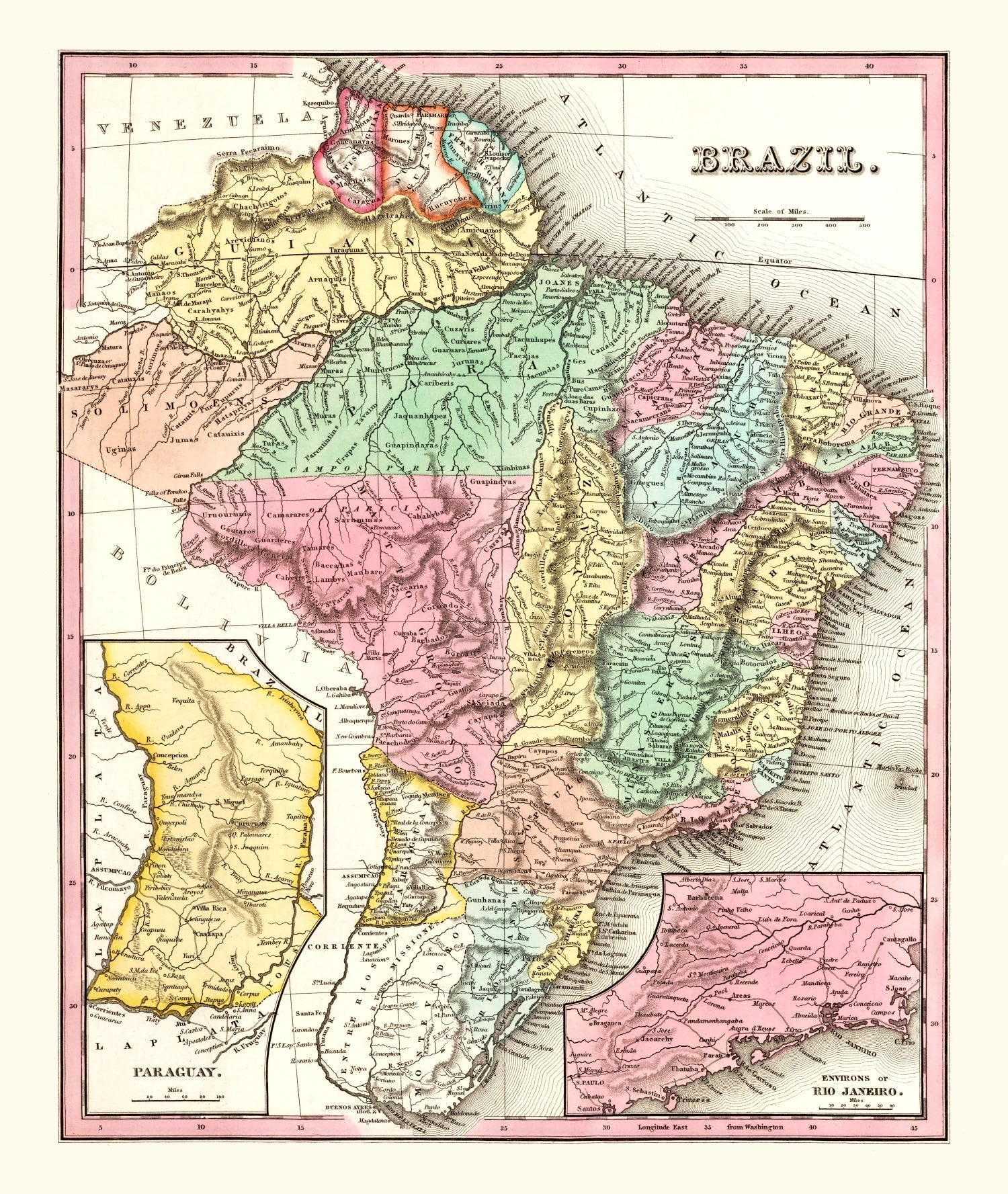 Vintage Map of Brazil 1842 - Concordia Style Boutique