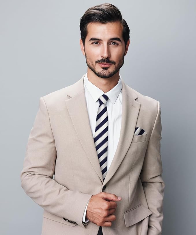 Vittorio Farina Men's Striped Satin Necktie & Pocket Square