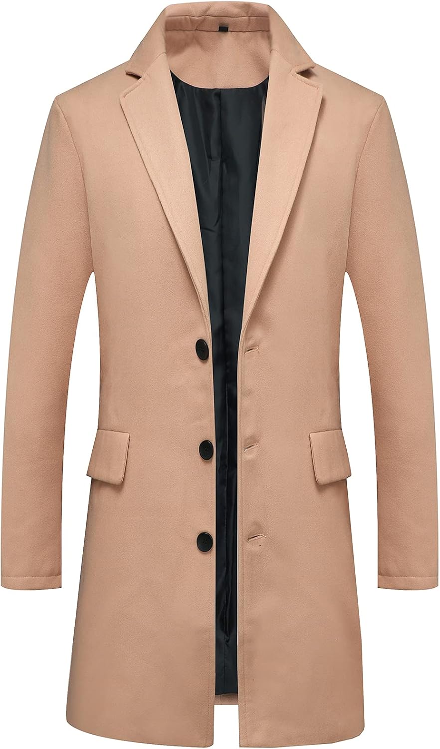 Lisskolo Men's Classic Wool Trench Overcoat - Single Breasted Mid Long Wool Blend Top Pea Coat/ Jacket - Premium Jacket from Concordia Style Boutique - Just $47.28! Shop now at Concordia Style Boutique