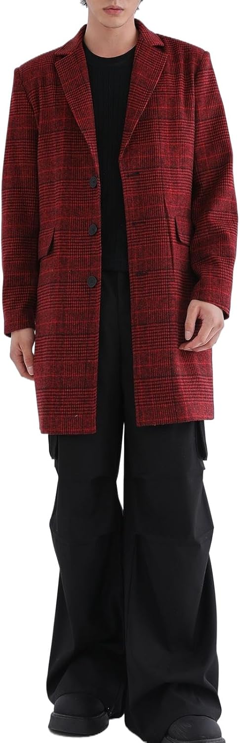 Lisskolo Men's Classic Wool Trench Overcoat - Single Breasted Mid Long Wool Blend Top Pea Coat/ Jacket - Premium Jacket from Concordia Style Boutique - Just $47.28! Shop now at Concordia Style Boutique