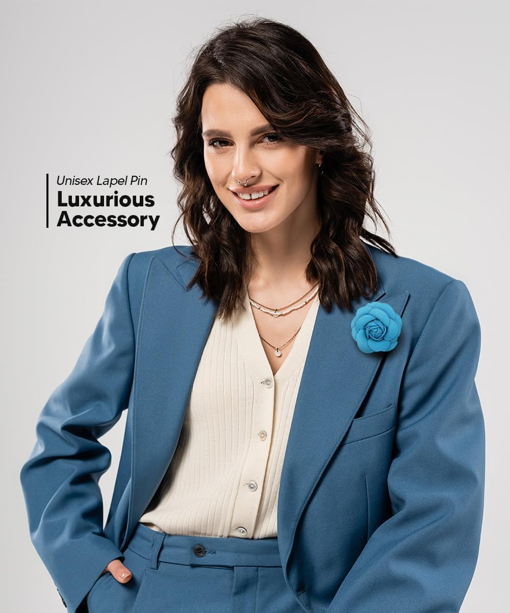 Vittorio Vico Unisex Leather Flower Lapel Pin