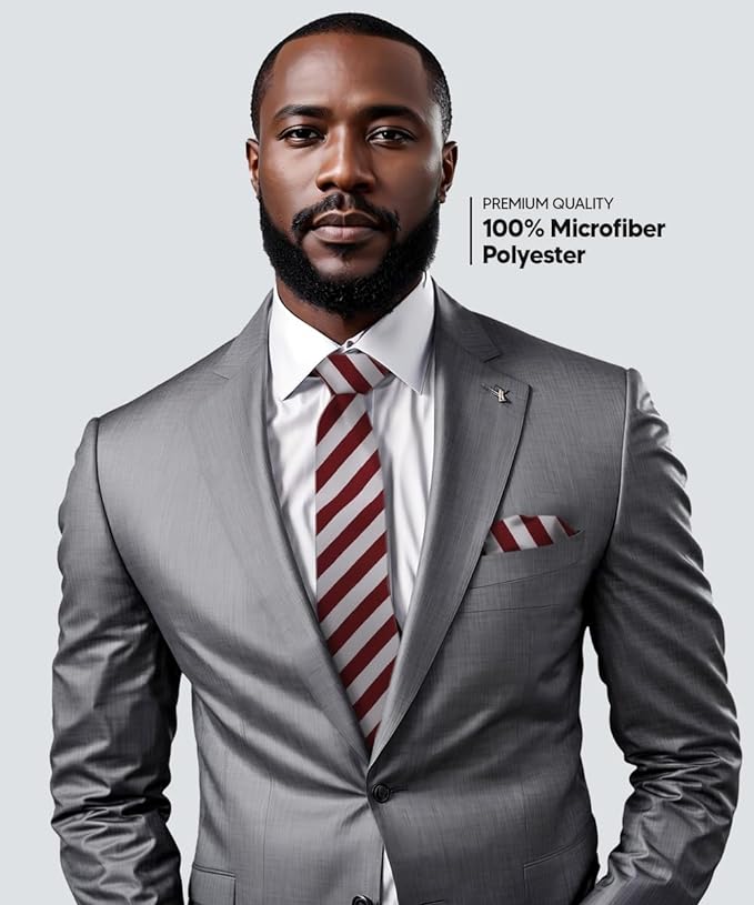 Vittorio Farina Men's Striped Satin Necktie & Pocket Square