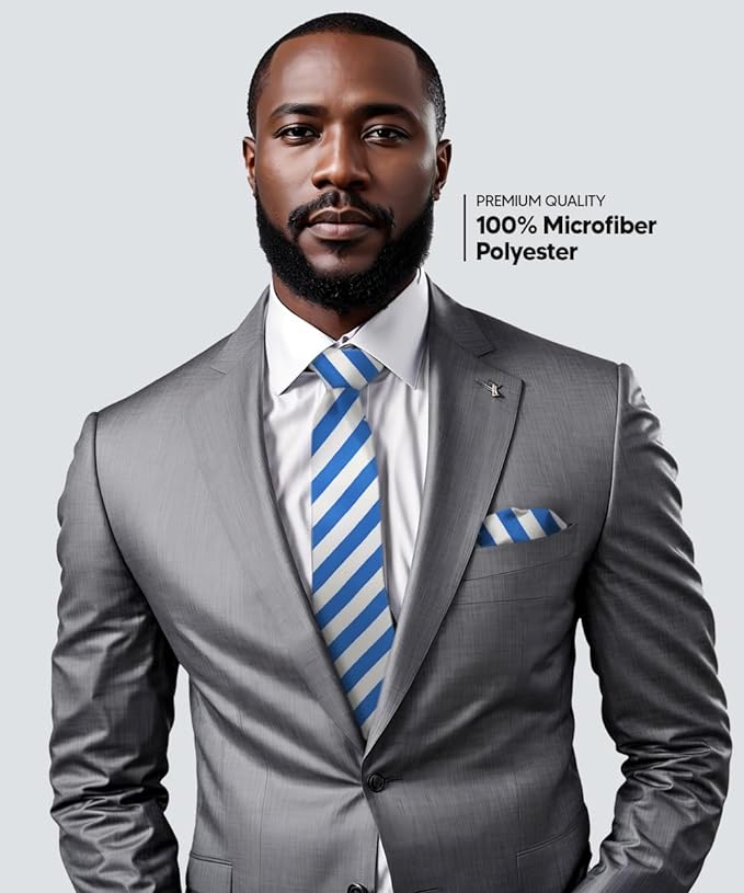 Vittorio Farina Men's Striped Satin Necktie & Pocket Square