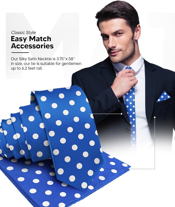 Vittorio Farina Men's Polka Dot Satin Necktie & Pocket Square