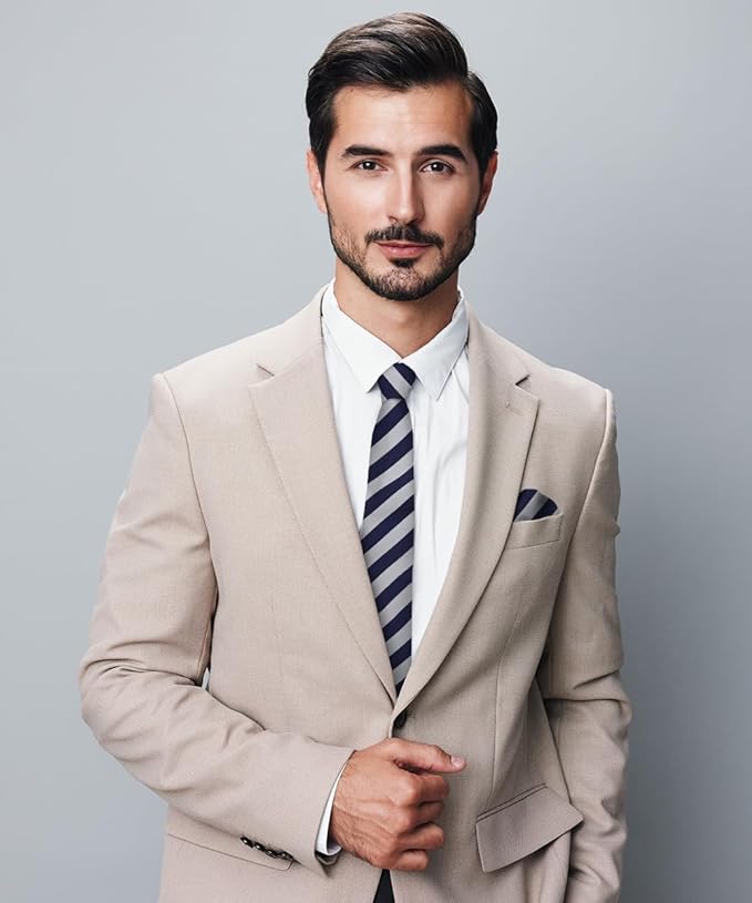 Vittorio Farina Men's Striped Satin Necktie & Pocket Square