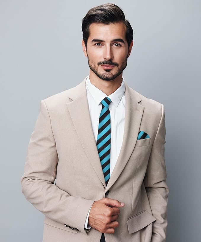 Vittorio Farina Men's Striped Satin Necktie & Pocket Square