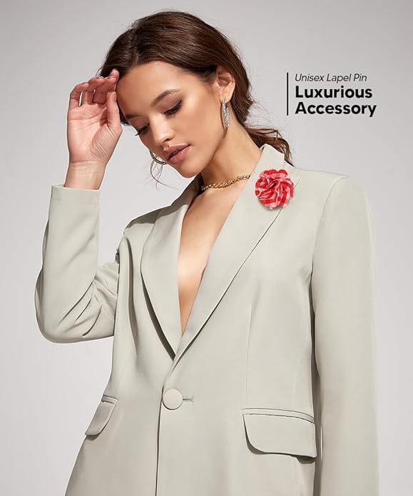 Vittorio Vico Unisex Metallic Silver Accent Plaid Flower Lapel Pin - Concordia Style Boutique