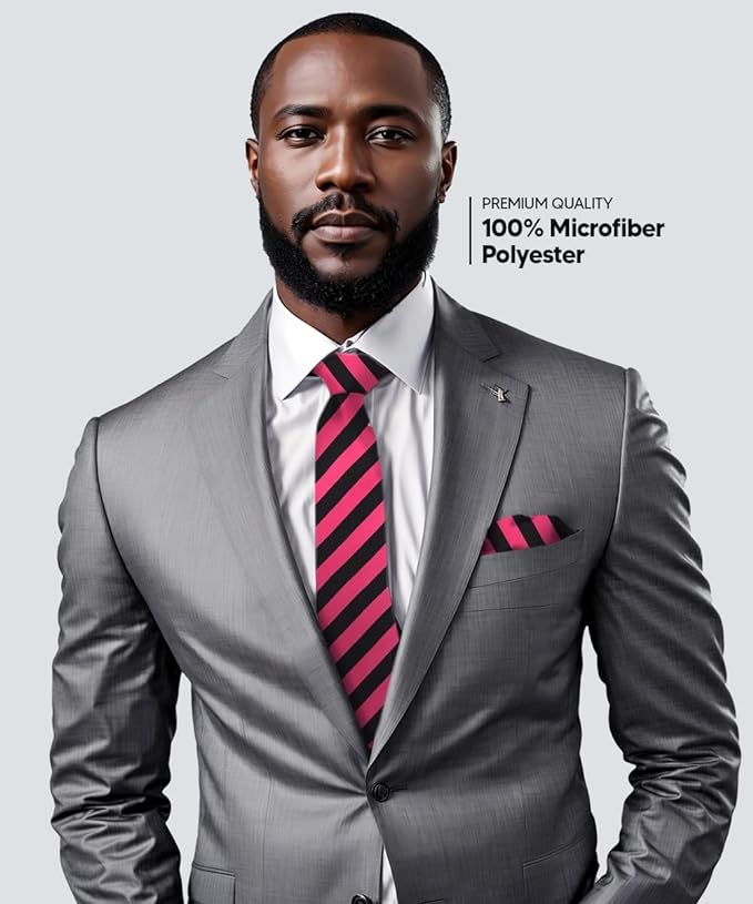 Vittorio Farina Men's Striped Satin Necktie & Pocket Square