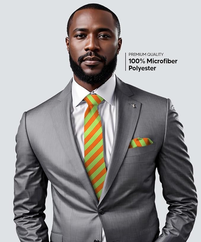 Vittorio Farina Men's Striped Satin Necktie & Pocket Square