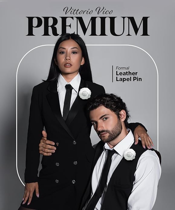 Vittorio Vico Unisex Leather Flower Lapel Pin