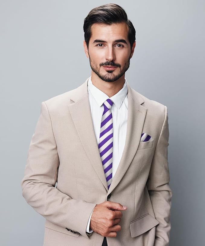 Vittorio Farina Men's Striped Satin Necktie & Pocket Square