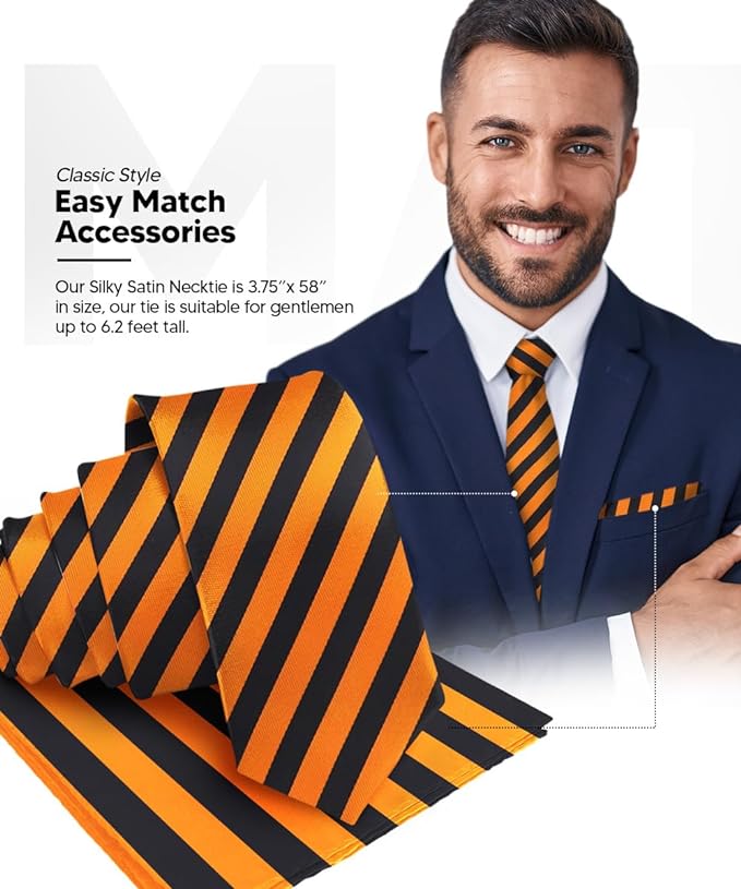 Vittorio Farina Men's Striped Satin Necktie & Pocket Square