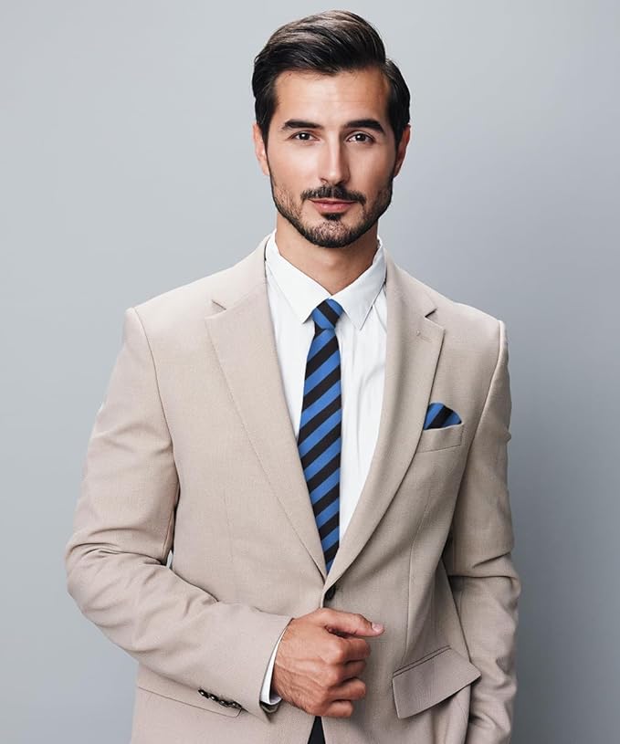 Vittorio Farina Men's Striped Satin Necktie & Pocket Square