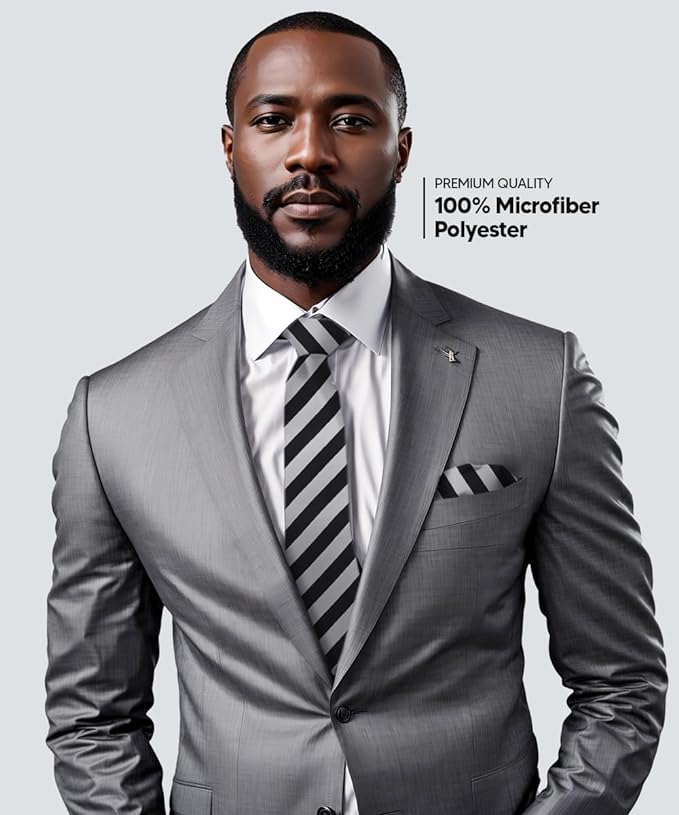 Vittorio Farina Men's Striped Satin Necktie & Pocket Square