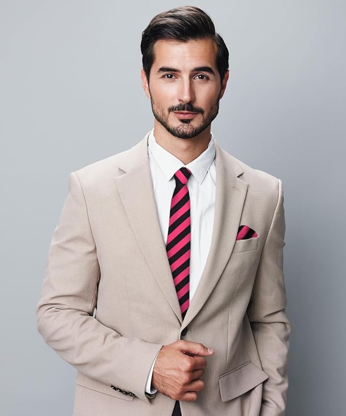 Vittorio Farina Men's Striped Satin Necktie & Pocket Square