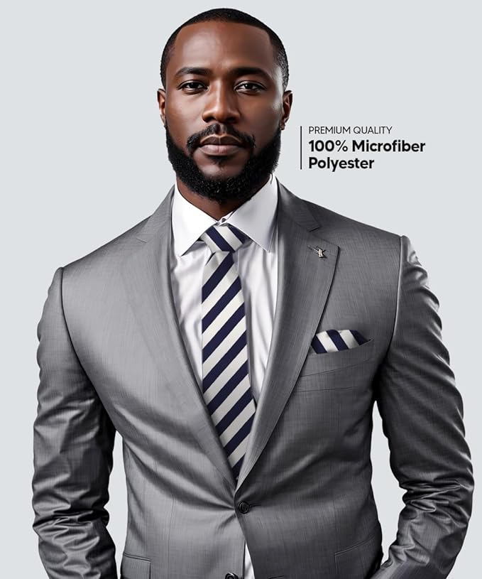 Vittorio Farina Men's Striped Satin Necktie & Pocket Square