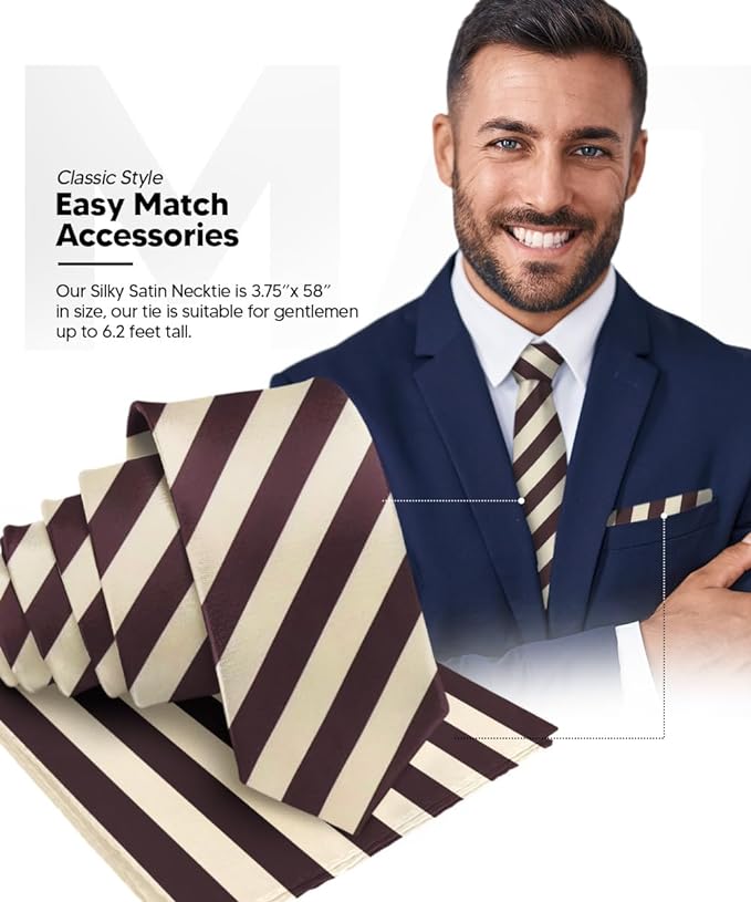 Vittorio Farina Men's Striped Satin Necktie & Pocket Square