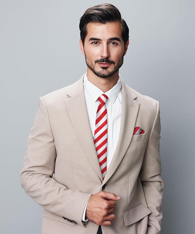 Vittorio Farina Men's Striped Satin Necktie & Pocket Square