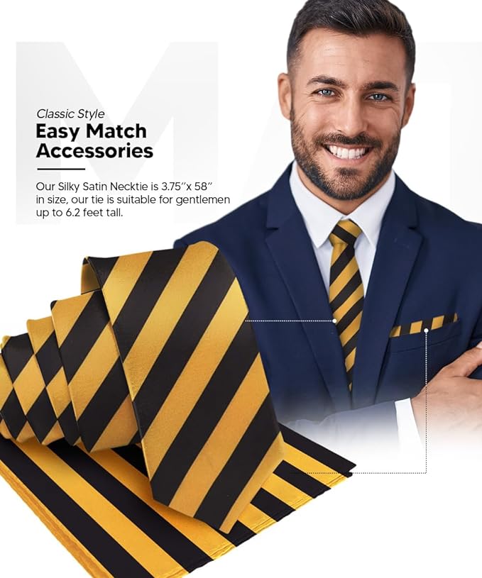 Vittorio Farina Men's Striped Satin Necktie & Pocket Square