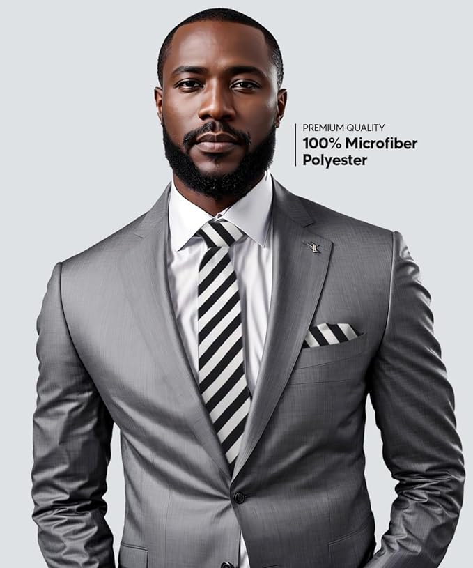 Vittorio Farina Men's Striped Satin Necktie & Pocket Square