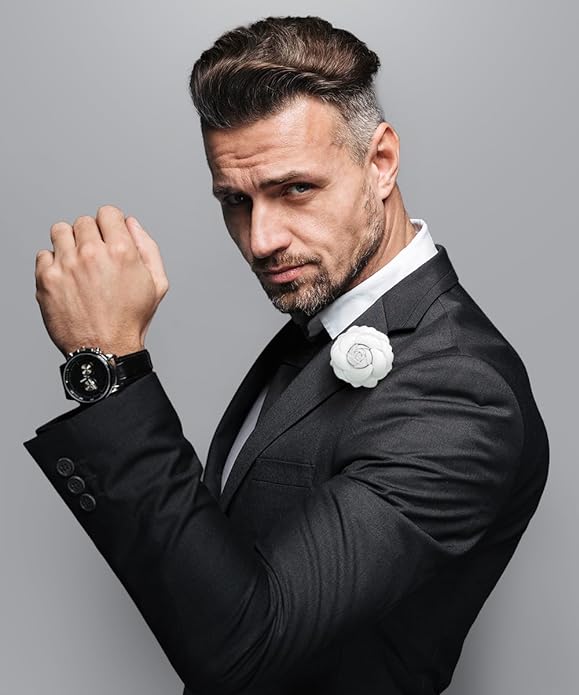 Vittorio Vico Unisex Leather Flower Lapel Pin