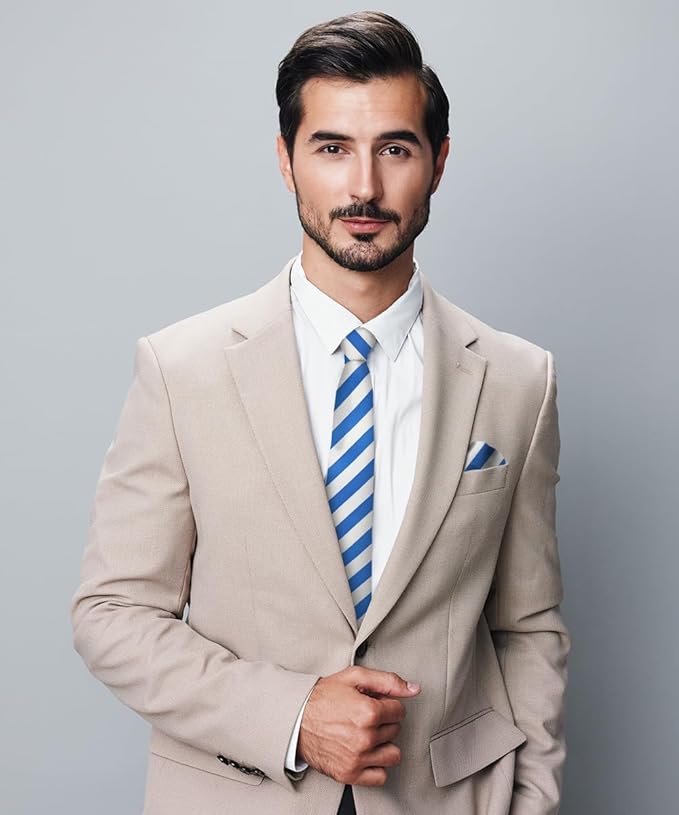 Vittorio Farina Men's Striped Satin Necktie & Pocket Square