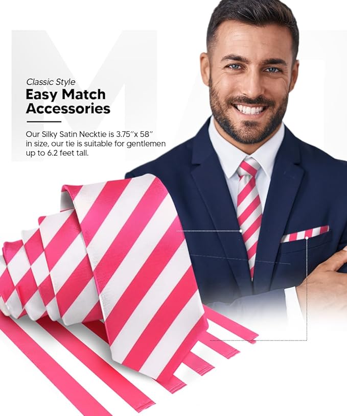 Vittorio Farina Men's Striped Satin Necktie & Pocket Square