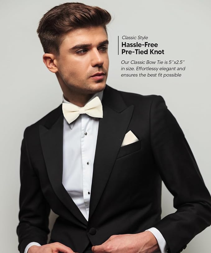 Vittorio Farina Men's Satin Bow Tie & Pocket Square in Gift Box