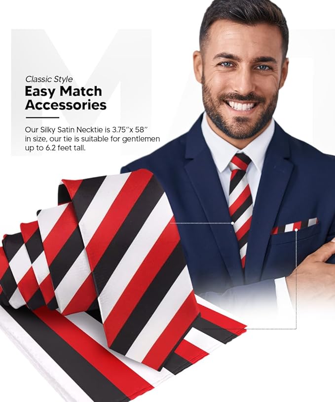 Vittorio Farina Men's Striped Satin Necktie & Pocket Square