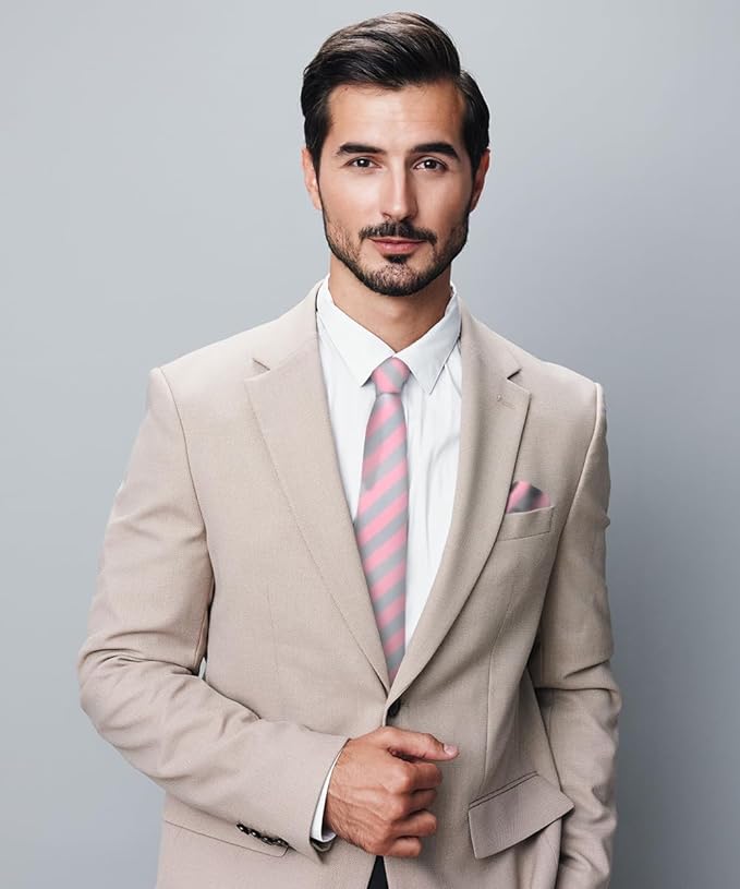 Vittorio Farina Men's Striped Satin Necktie & Pocket Square