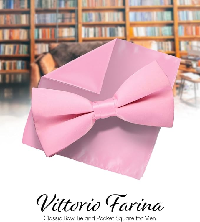 Vittorio Farina Men's Satin Bow Tie & Pocket Square in Gift Box
