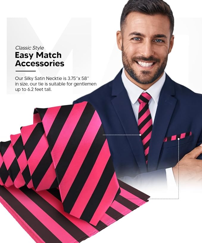 Vittorio Farina Men's Striped Satin Necktie & Pocket Square