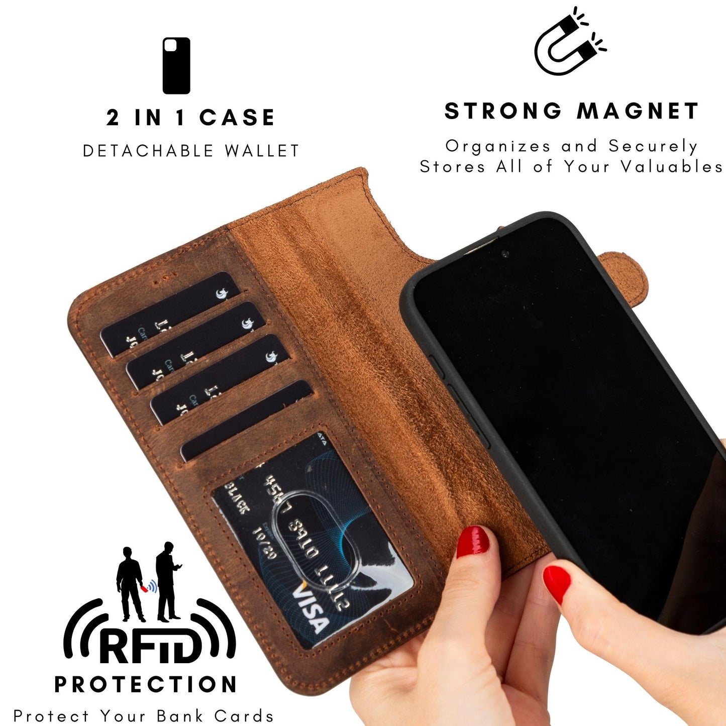 Casper iPhone 14 Series Detachable Leather Wallet Case - Concordia Style Boutique
