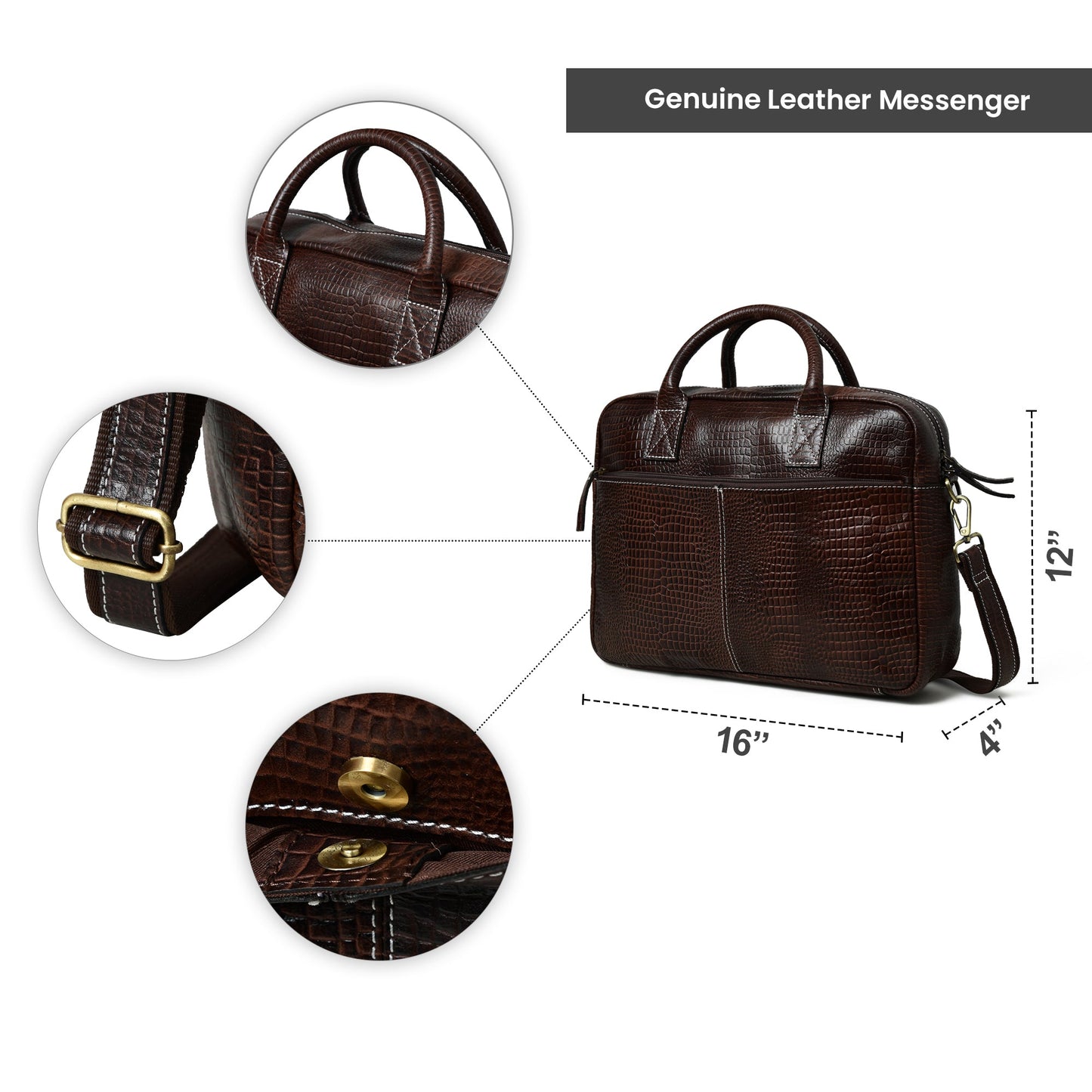 Laurent Leather Briefcase- Dark Brown - Concordia Style Boutique