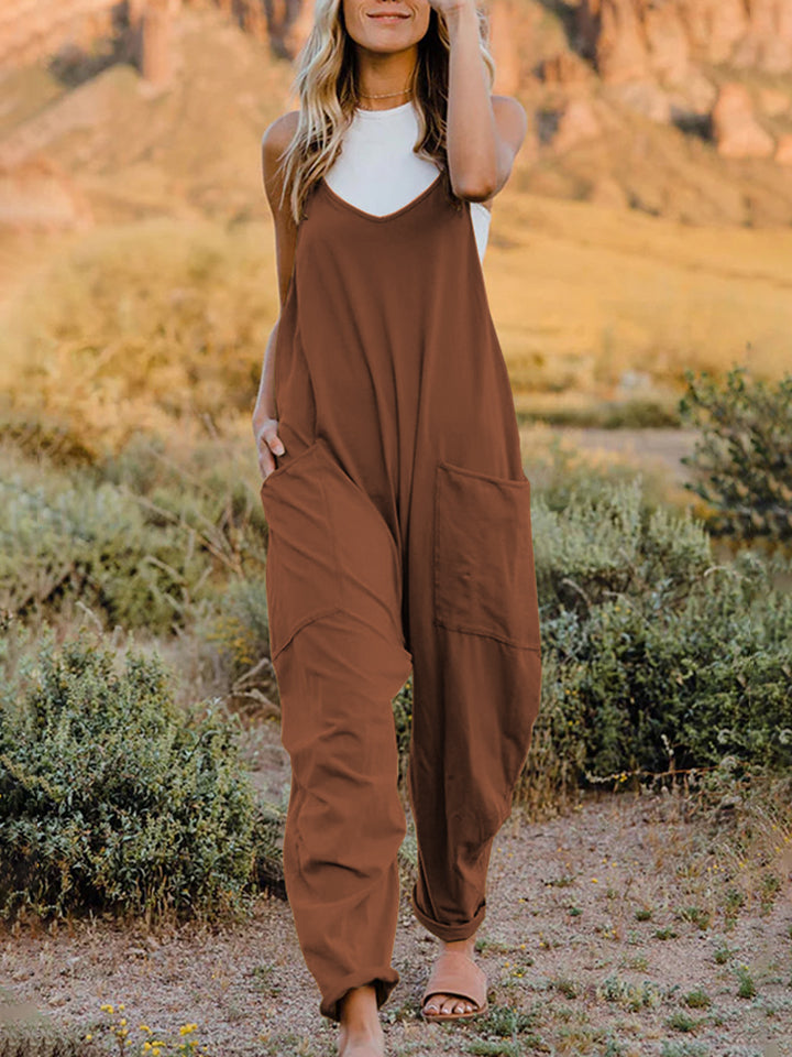 Double Take Full Size Sleeveless V-Neck Pocketed Jumpsuit - Concordia Style Boutique