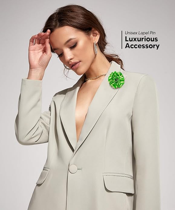 Vittorio Vico Unisex Metallic Silver Accent Plaid Flower Lapel Pin - Concordia Style Boutique