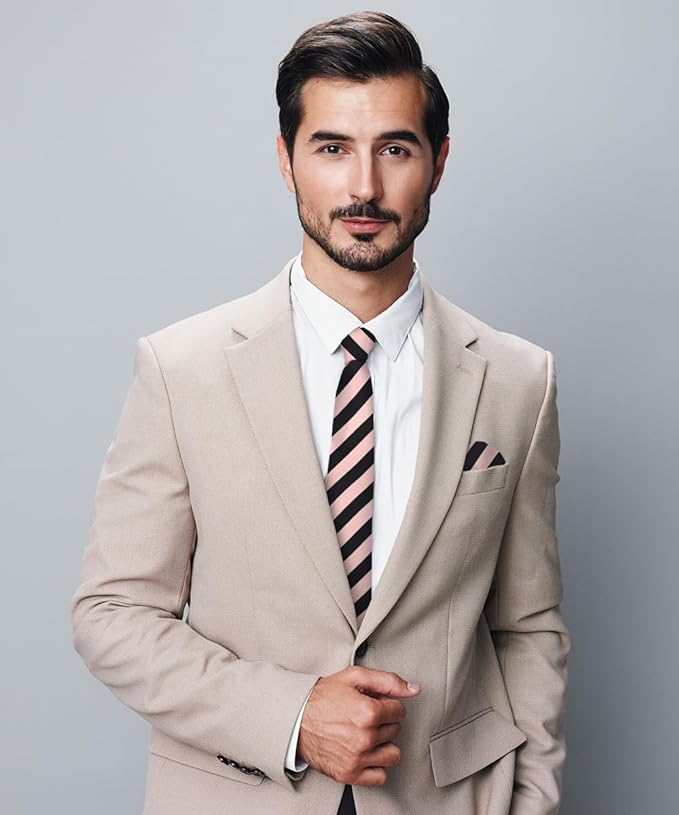 Vittorio Farina Men's Striped Satin Necktie & Pocket Square