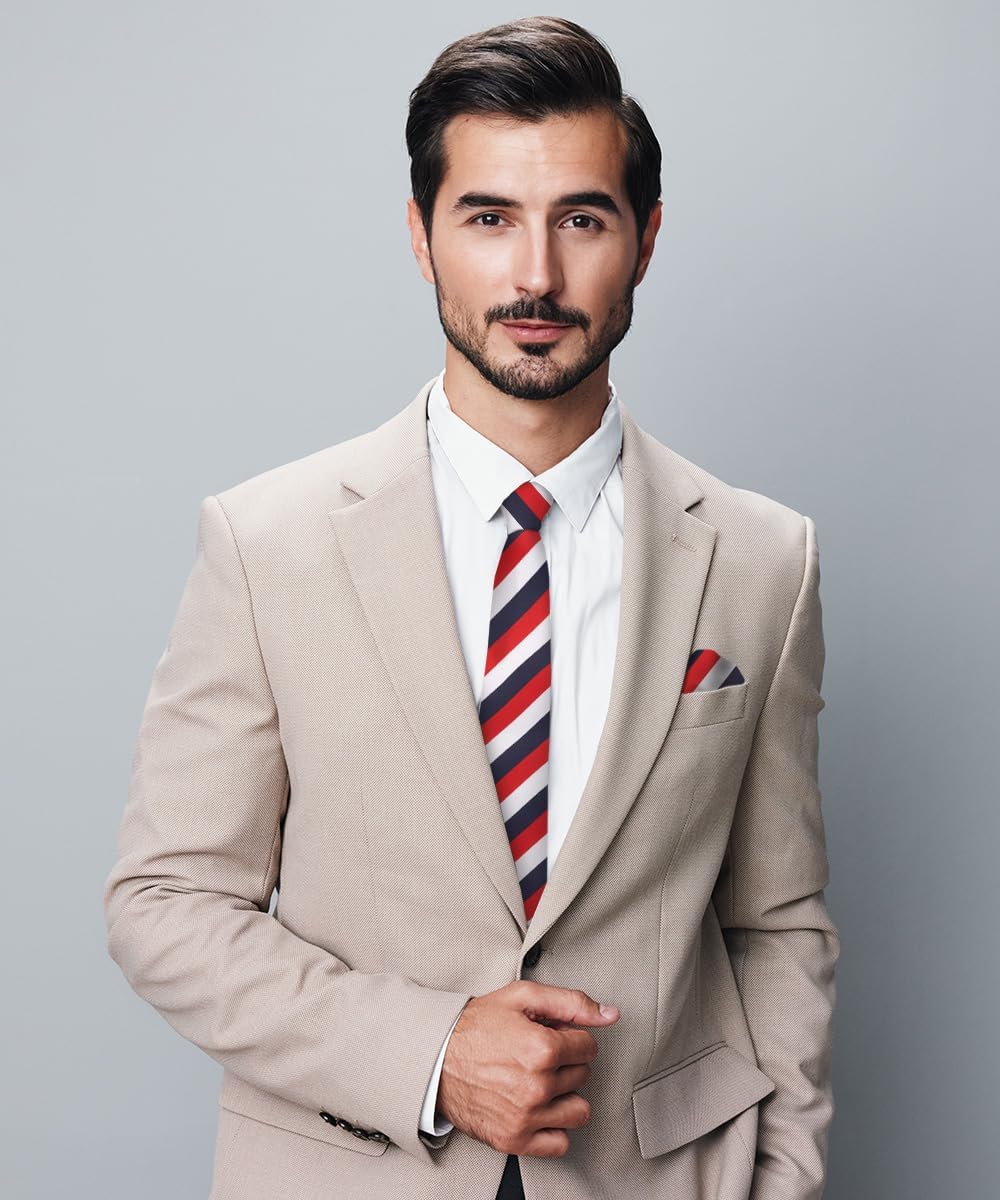 Vittorio Farina Men's Striped Satin Necktie & Pocket Square