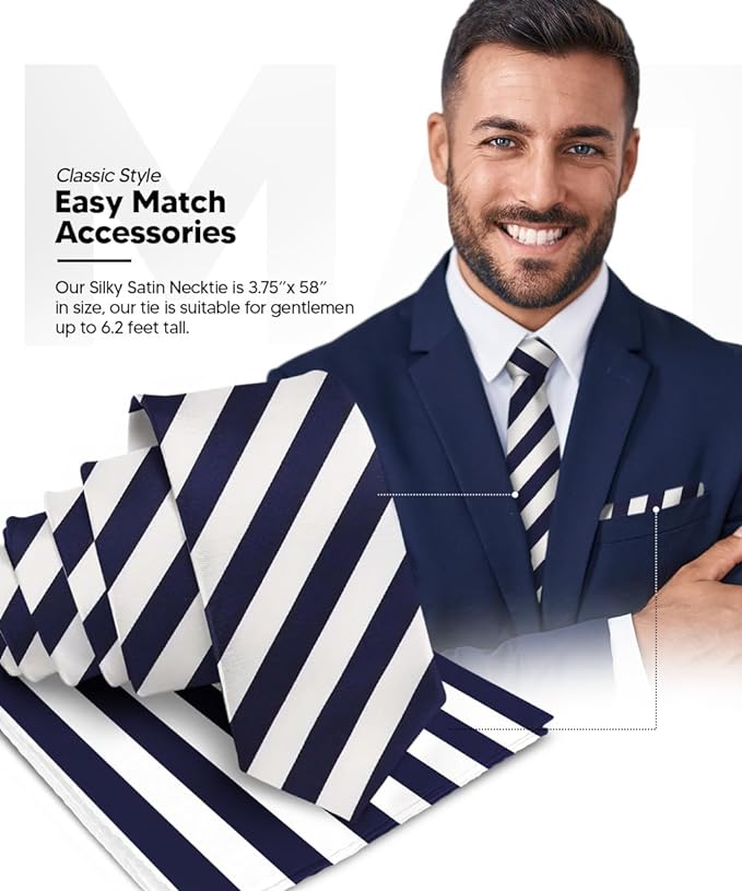 Vittorio Farina Men's Striped Satin Necktie & Pocket Square